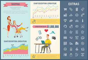 Image showing Shopping infographic template, elements and icons.