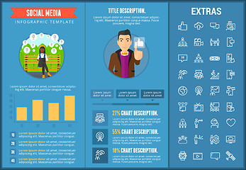 Image showing Social media infographic template, elements, icons