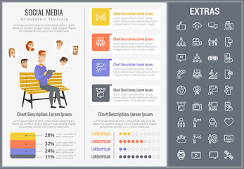 Image showing Social media infographic template, elements, icons