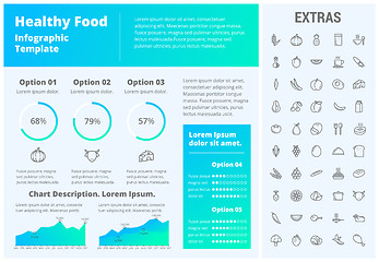 Image showing Healthy food infographic template, elements, icons