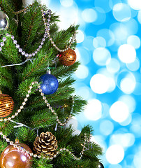 Image showing Christmas tree on holiday background