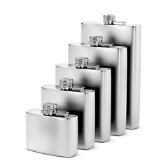 Image showing Group of hip flasks