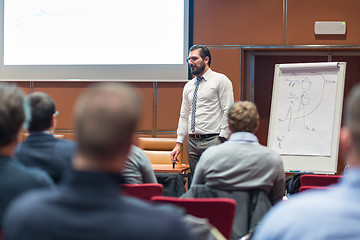 Image showing Speaker Giving a Talk at Business Meeting.