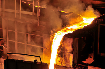 Image showing Liquid metal from blast furnace