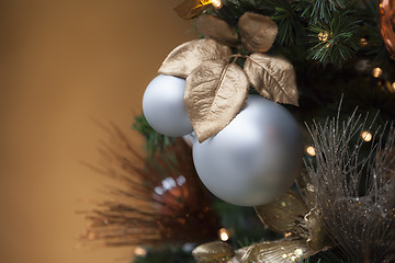 Image showing christmas balls with a brown background