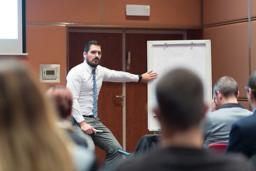 Image showing Speaker Giving a Talk at Business Meeting.