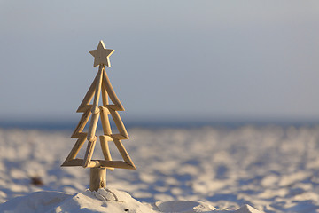 Image showing Christmas Tree on the Beach early morning light