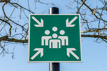Image showing Emergency assembly point green sign