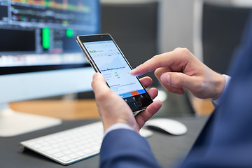 Image showing Close up of businessman using mobile smart phone.