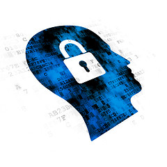 Image showing Information concept: Head With Padlock on Digital background