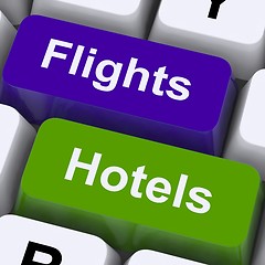 Image showing Flights And Hotel Keys For Overseas Vacations