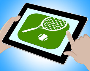 Image showing Tennes Online Shows Tennis Racket And Computer