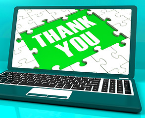 Image showing Thank You On Laptop Shows Appreciation
