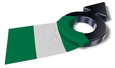 Image showing mars symbol and flag of nigeria - 3d rendering