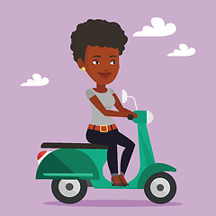 Image showing Woman riding scooter vector illustration.