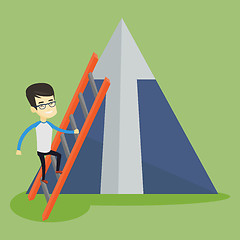 Image showing Business man climbing on mountain.