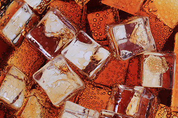 Image showing cola drink with ice cubes texture