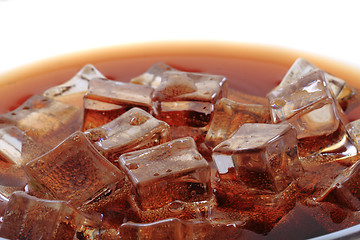 Image showing cola drink with ice cubes texture