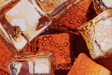 Image showing cola drink with ice cubes texture