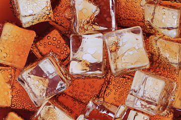 Image showing cola drink with ice cubes texture