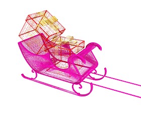 Image showing Concept of Christmas Santa sledge with gifts. 3d illustration