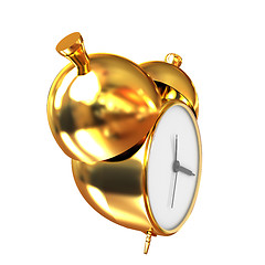 Image showing Old style of Gold Shiny alarm clock. 3d illustration