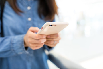 Image showing Woman touch on mobile phone