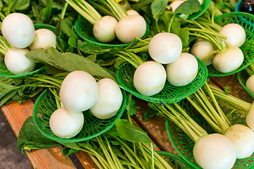 Image showing White radish in market