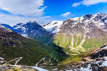 Image showing A winding and narrow road providing access to the mountain in St