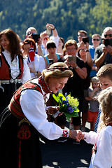 Image showing LOEN, NORWAY - MAY, 20 2017: Queen Sonja of Norway at the openin