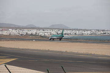 Image showing ARECIFE, SPAIN - APRIL, 15 2017: AirBus A320 of Aer Lingus at La