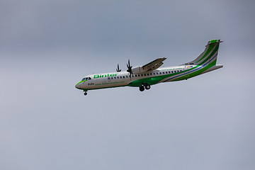 Image showing ARECIFE, SPAIN - APRIL, 16 2017: ATR 72 of Binter with the regis