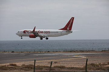 Image showing ARECIFE, SPAIN - APRIL, 15 2017: Boeing 737 - 800 of Corendon.co