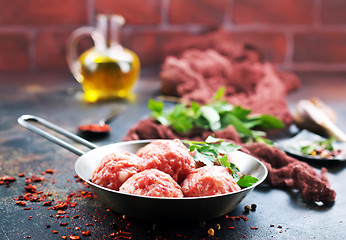 Image showing raw meatballs