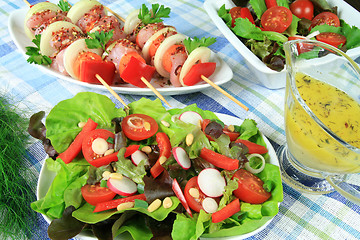 Image showing Salad and shish kebab