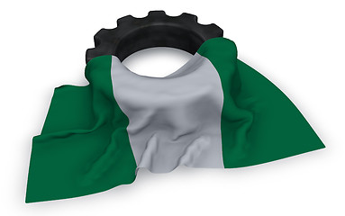 Image showing gear wheel and flag of nigeria - 3d rendering