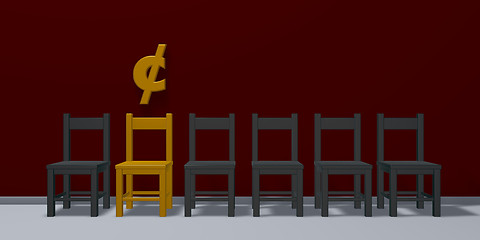 Image showing cent symbol and row of chairs - 3d rendering