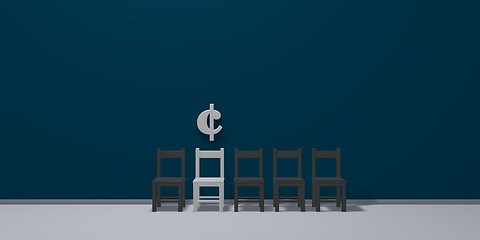 Image showing cent symbol and row of chairs - 3d rendering