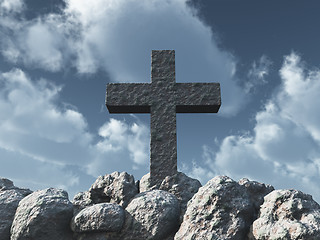 Image showing stone cross under cloudy sky - 3d illustration