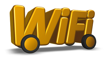 Image showing wifi tag on wheels - 3d rendering