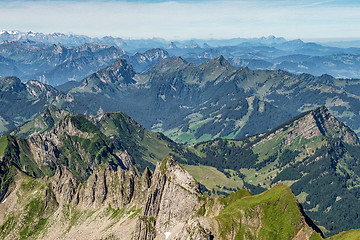 Image showing Mountain view from  Mount Saentis, Switzerland , Swiss Alps.