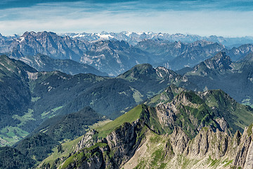 Image showing Mountain view from  Mount Saentis, Switzerland , Swiss Alps.