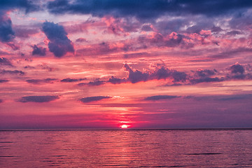 Image showing Dramatic sunset over the sea