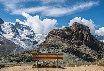 Image showing Bench at a mountains