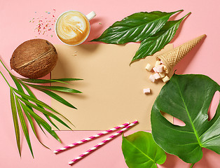 Image showing holidays background with tropical leaves