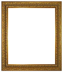 Image showing Gold wooden frame for painting or picture isolated on white back