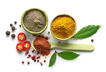 Image showing Various spices isolated on white background
