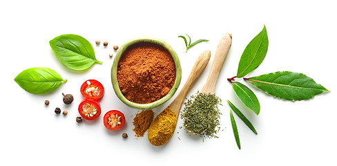 Image showing Various spices isolated on white background