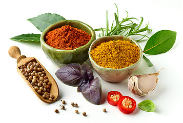 Image showing Various spices isolated on white 