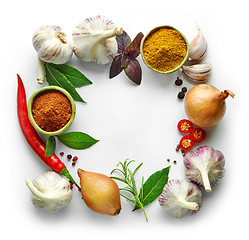 Image showing Frame of various herb and spices